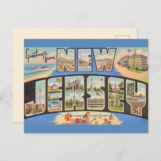 Retro New Jersey Briefkaart (Voorkant / Achterkant)