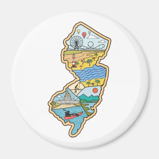 Retro New Jersey Cape May Atlantic City Souvenir Magneet (Voorkant)