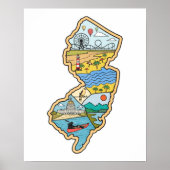 Retro New Jersey Cape May Atlantic City Souvenir Poster (Voorkant)