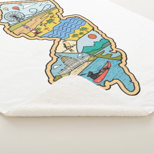 Retro New Jersey Cape May Atlantic City Souvenir Sherpa Deken (3/4)