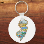 Retro New Jersey Cape May Atlantic City Souvenir Sleutelhanger (Voorkant)