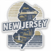 Retro New Jersey State Sticker (Voorkant)