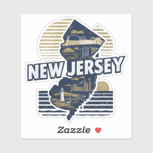 Retro New Jersey State Sticker (Vel)