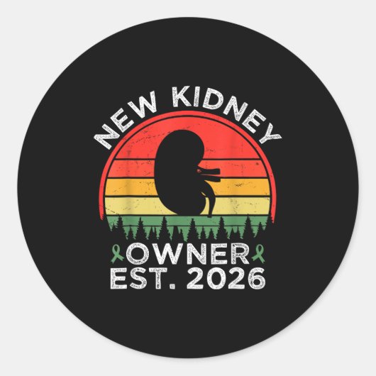 Retro New Kidney Owner Est. 2026 Kidney Transplant Ronde Sticker (Voorkant)