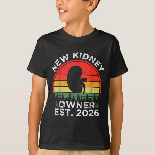Retro New Kidney Owner Est. 2026 Kidney Transplant T-shirt (Voorkant)