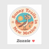 Retro New Mexico Badge_ Roadrunner met rijzende zo Sticker (Vel)