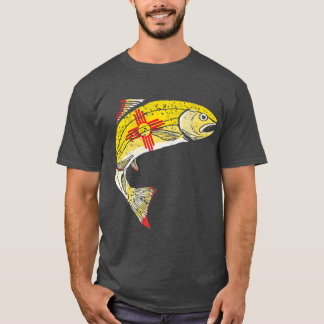 Retro New Mexico Flag Trout  Vliegen T-shirt