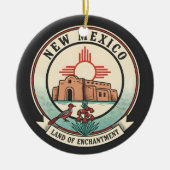 Retro New Mexico Land of Enchantment-badge Keramisch Ornament (Voorkant)