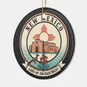 Retro New Mexico Land of Enchantment-badge Keramisch Ornament (Links)