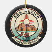 Retro New Mexico Land of Enchantment-badge Keramisch Ornament (Achterkant)