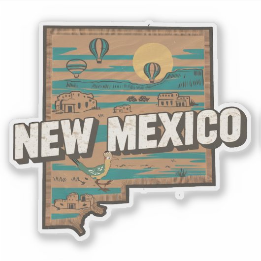 Retro New Mexico State Car Sticker (Voorkant)