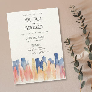 Retro New Orleans Destination Wedding Waterverf Kaart