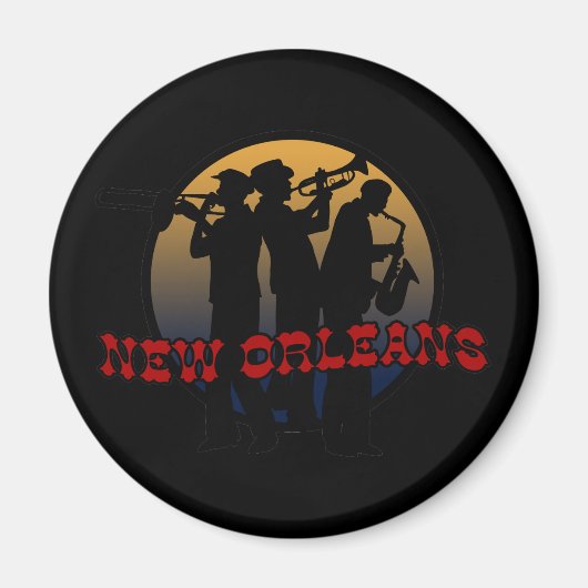 Retro New Orleans Jazz Magneet (Voorkant)