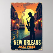 Retro New Orleans Jazz Vibes Travel Poster (Voorkant)