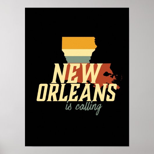 Retro New Orleans Louisiana USA City Map Poster (Voorkant)