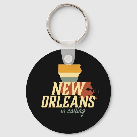  Retro New Orleans Louisiana USA City Map Sleutelhanger (Voorkant)