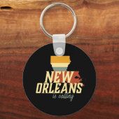  Retro New Orleans Louisiana USA City Map Sleutelhanger (Voorkant)