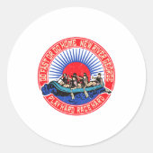 Retro New River George Rafting  Ronde Sticker (Voorkant)