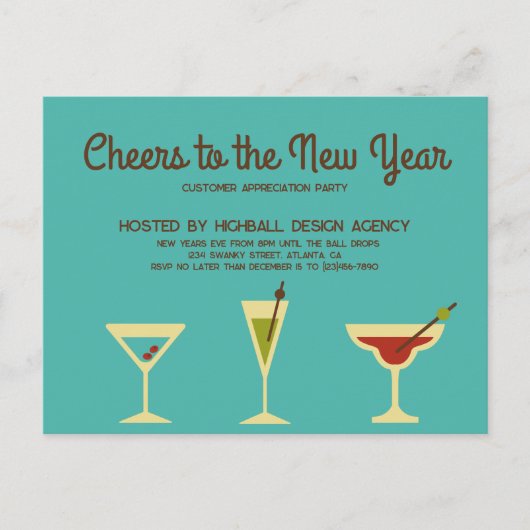 Retro New Years Eve Party Zakelijke uitnodiging (Voorkant)