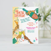 Retro New Years Eve Vakantie Uitnodiging (Staand voorkant)