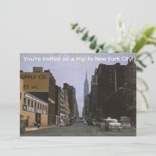 Retro New York 1963 Uitnodiging (Staand voorkant)