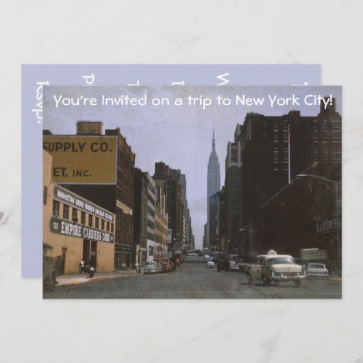 Retro New York 1963 Uitnodiging (Voorkant / Achterkant)