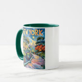 Retro New York Central Park Van Gogh Cityscape Art Mok (Voorkant links)