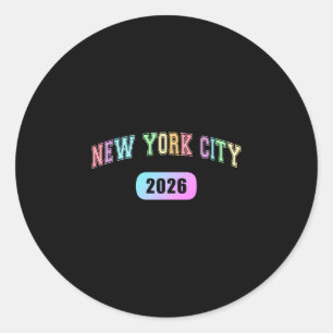 Retro new york city 2026 vakantie reis vakantie ronde sticker