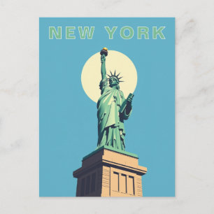 Retro New York City Beeld van de Vrijheid Reizen Briefkaart
