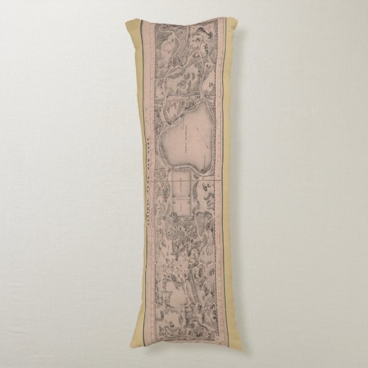 Retro New York City Central Park Map 1880s Pillow Lichaamskussen (Voorkant Verticaal)
