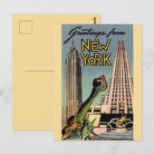Retro New York City Groet Briefkaart (Voorkant / Achterkant)