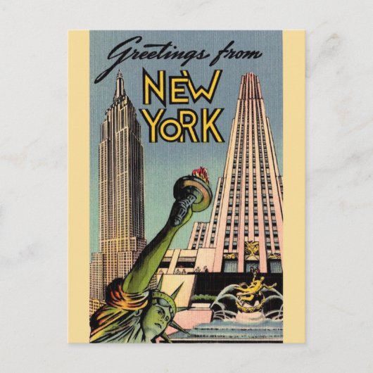 Retro New York City Groet Briefkaart (Voorkant)