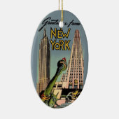 Retro New York City Groet Keramisch Ornament (Rechts)