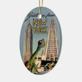 Retro New York City Groet Keramisch Ornament (Links)