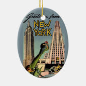 Retro New York City Groet Keramisch Ornament (Achterkant)
