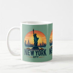 Retro New York City Silhouette met Standbeeld van  Koffiemok
