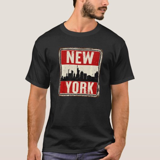  Retro New York City Skyline Illustratie G T-shirt (Voorkant)