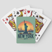 Retro New York City Skyline met Vrijheidsbeeld Pokerkaarten (Achterkant)