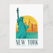 Retro New York Skyline Briefkaart (Voorkant)