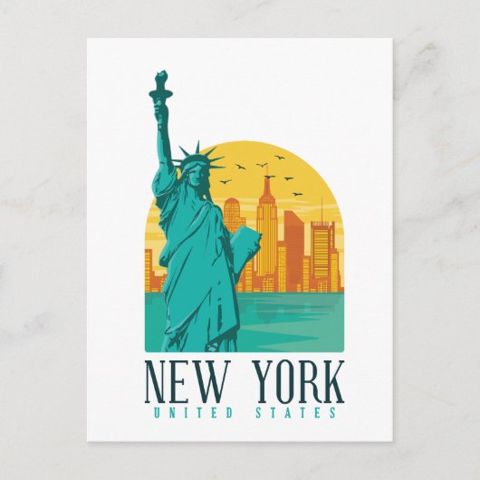  Retro New York Skyline Briefkaart (Voorkant)