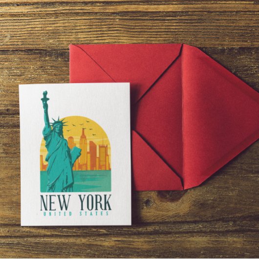Retro New York Skyline Briefkaart