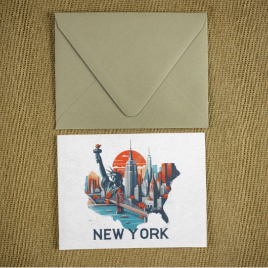 Retro New York skyline silhouet Briefkaart