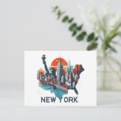 Retro New York skyline silhouet Briefkaart (Staand voorkant)
