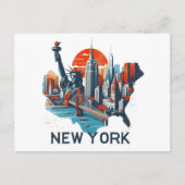 Retro New York skyline silhouet Briefkaart (Voorkant)