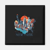 Retro New York Skyline Silhouette  Magneet (Voorkant)