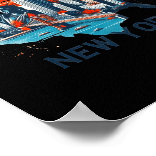 Retro New York Skyline Silhouette  Poster (Hoek)