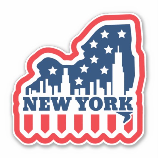 Retro New York State Vlag Sticker (Voorkant)