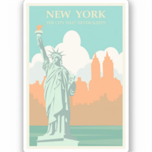 Retro New York Vrijheidsbeeld Sticker