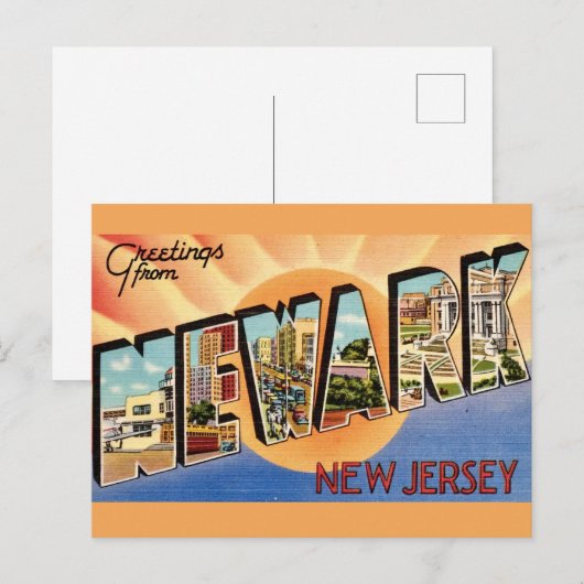 Retro Newark NJ ansichtkaart Briefkaart (Voorkant / Achterkant)