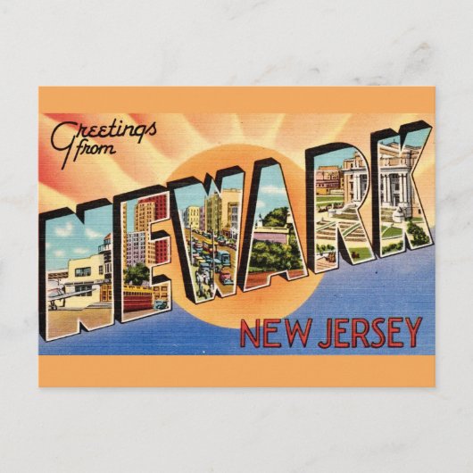 Retro Newark NJ ansichtkaart Briefkaart (Voorkant)